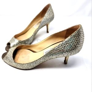 Jimmy Choo Silver Leather Pumps 36
